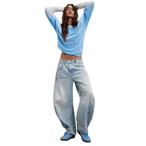 Free People We The Free Lucky You Mid Rise Barrel Jeans size 25 NWT